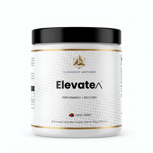 Alch3my Method Elevate performance and recovery powder tub